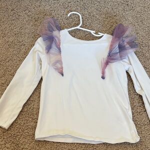 H&M White Long Sleeve Kids Tee with Purple Details
